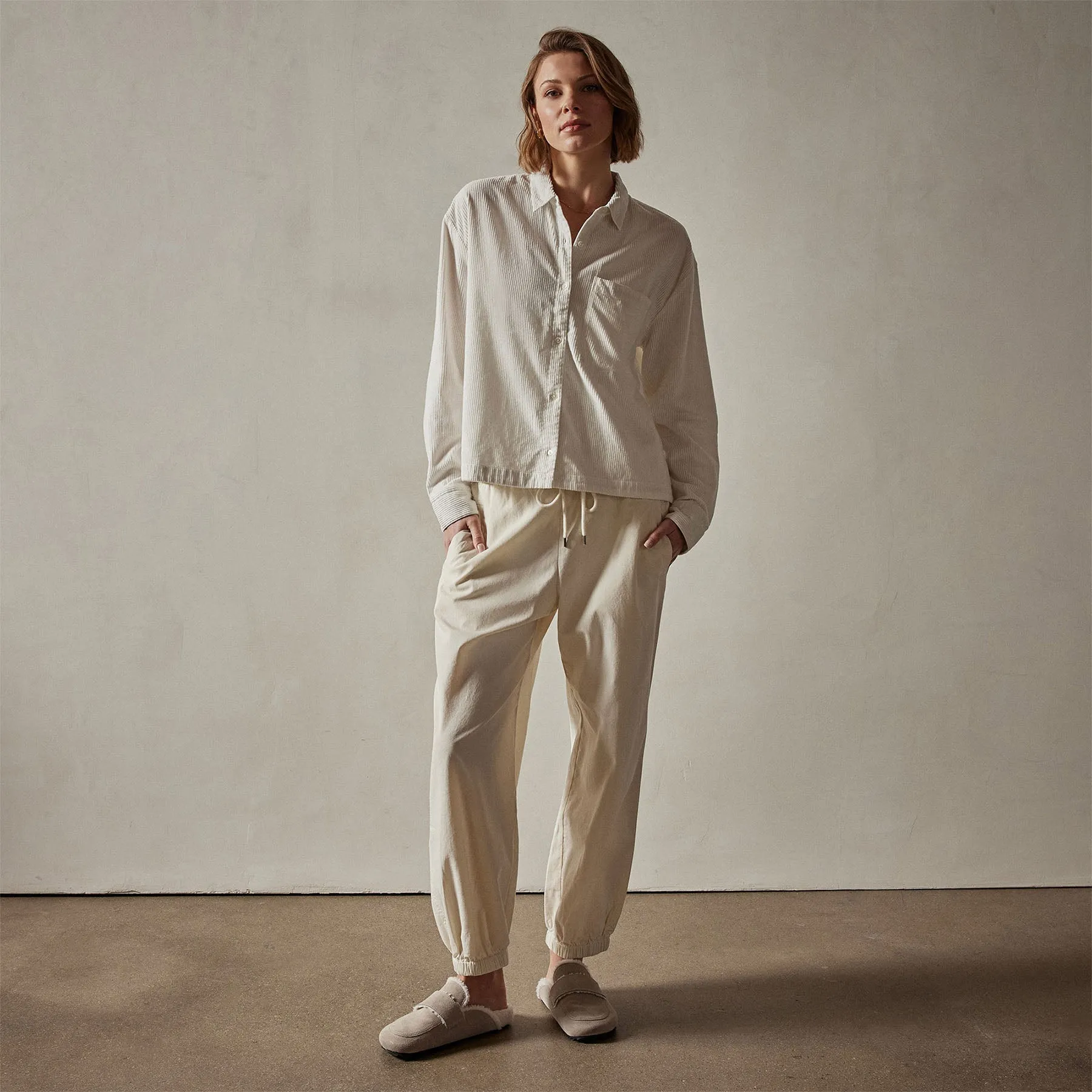 Corduroy Cropped Boxy Shirt - Ivory Pigment sold by James Perse product image thumbnail 2