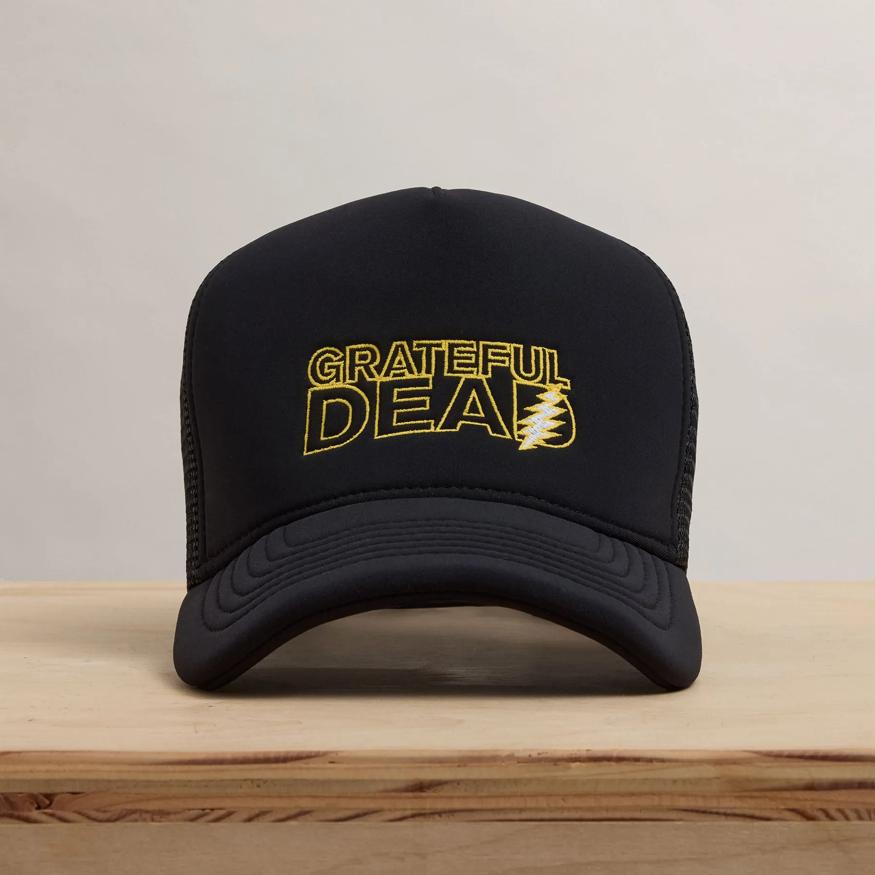 Grateful Dead Lightning Bolt Embroidery Trucker - Black sold by James Perse