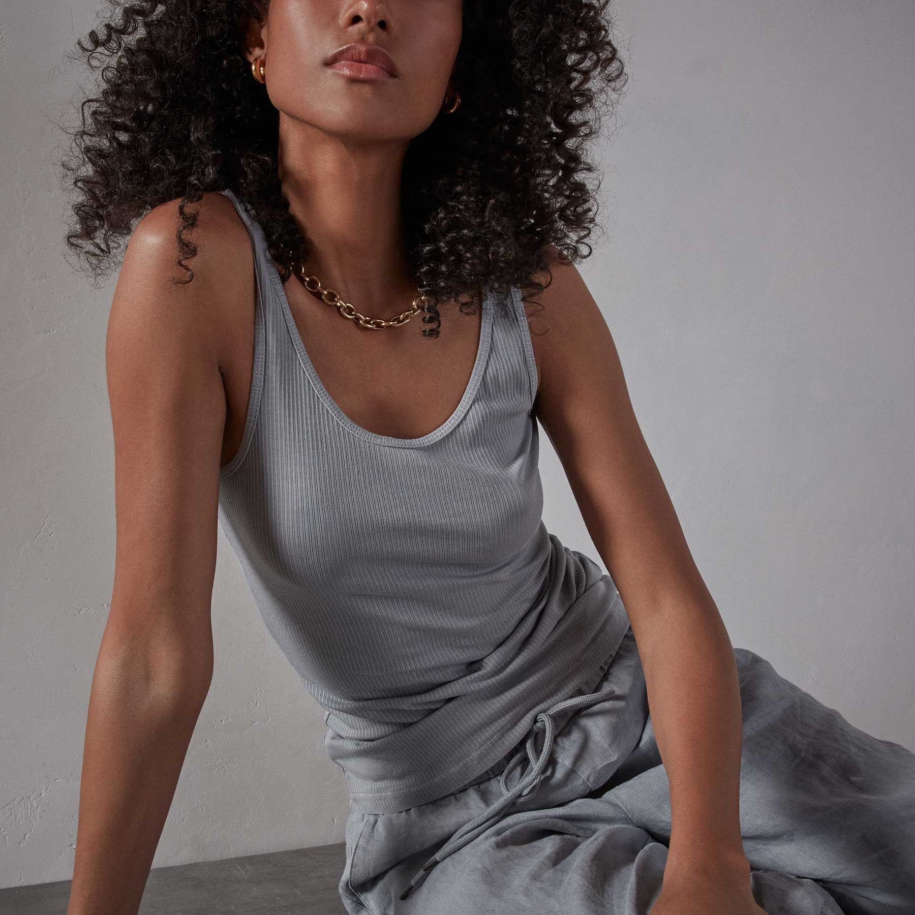 Ribbed Daily Tank - Breeze Pigment sold by James Perse