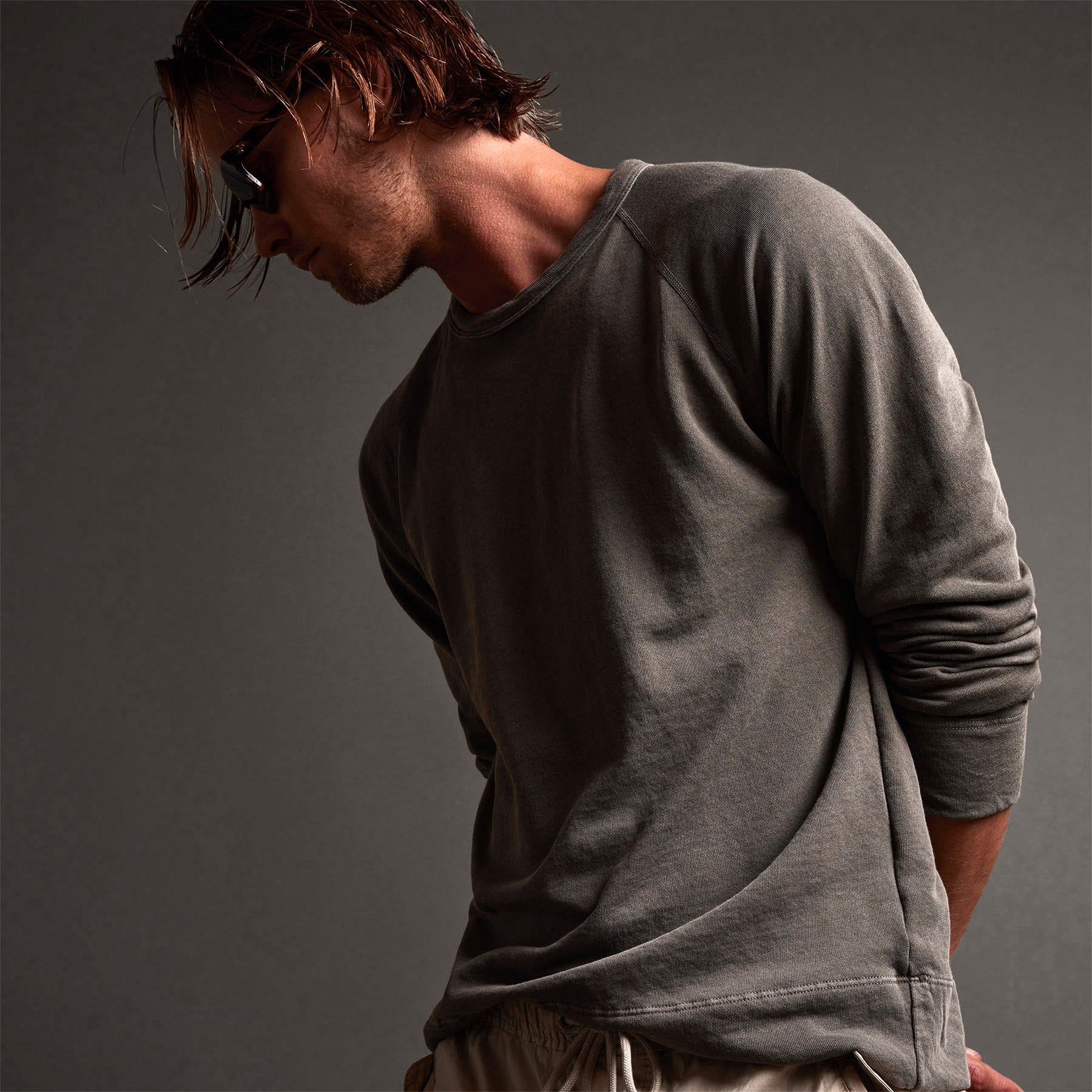 Vintage French Terry Sweatshirt - River Rock Pigment sold by James Perse