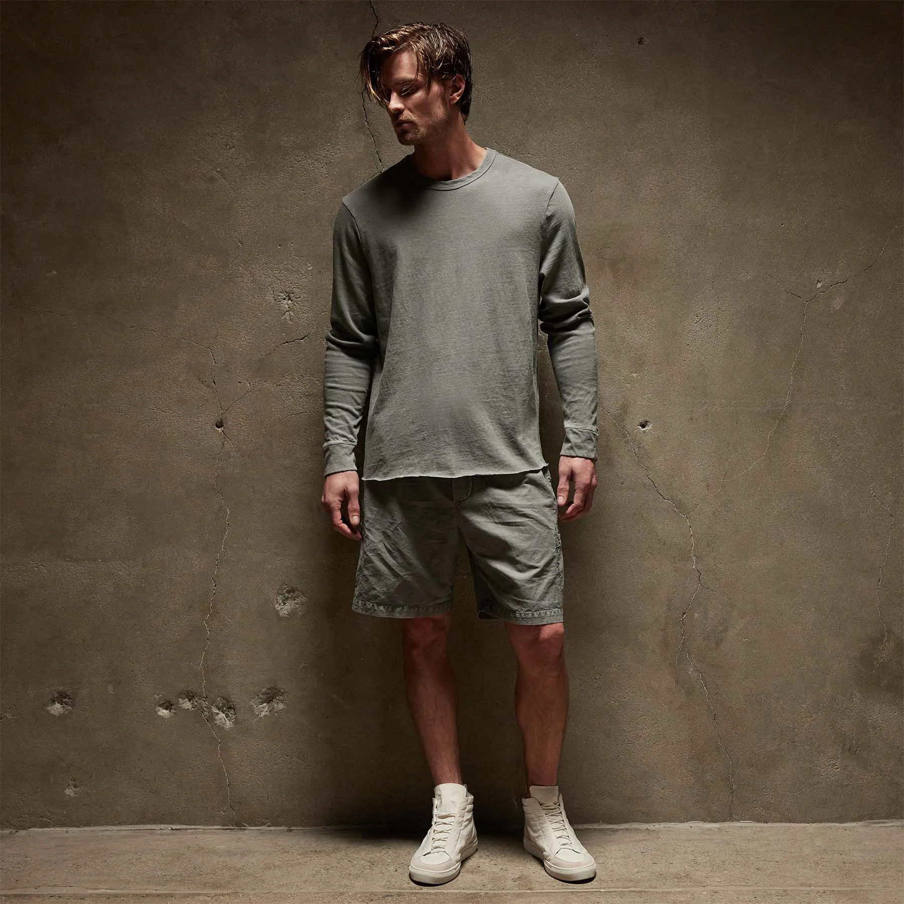 Slub Jersey Long Sleeve Crew - Silver Grey Pigment sold by James Perse product image thumbnail 3