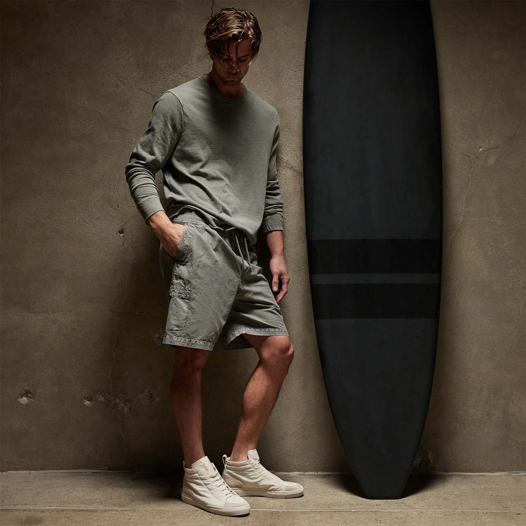 Slub Jersey Long Sleeve Crew - Silver Grey Pigment sold by James Perse product image thumbnail 2