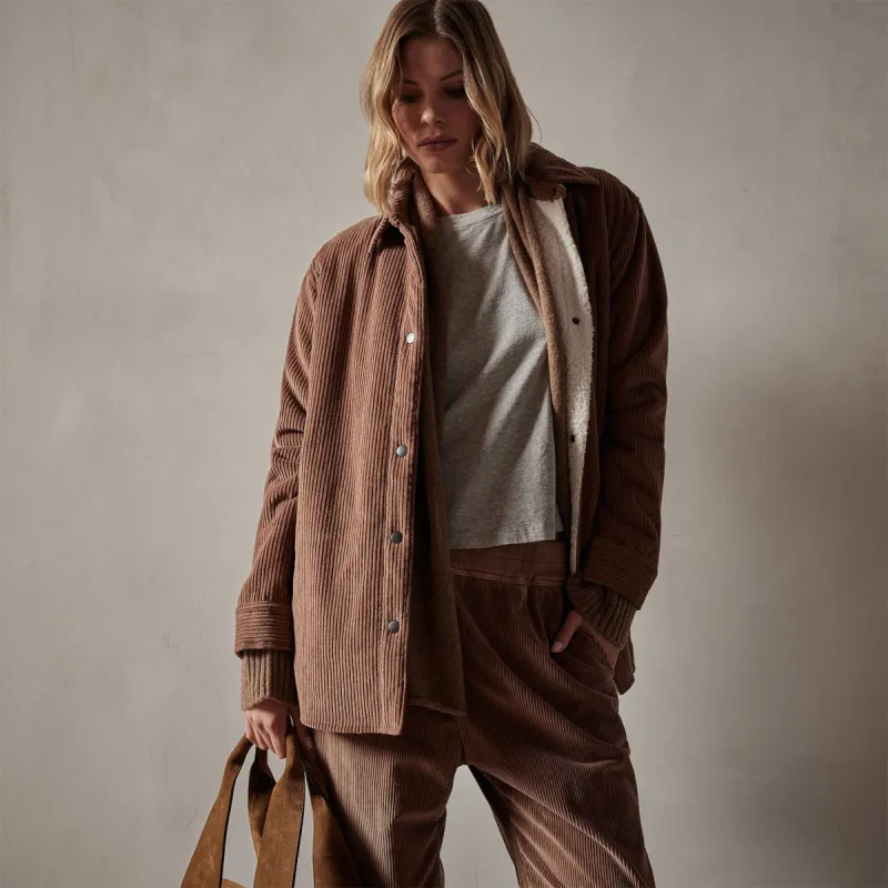 Sherpa Lined Oversized Corduroy Jacket - Chestnut sold by James Perse