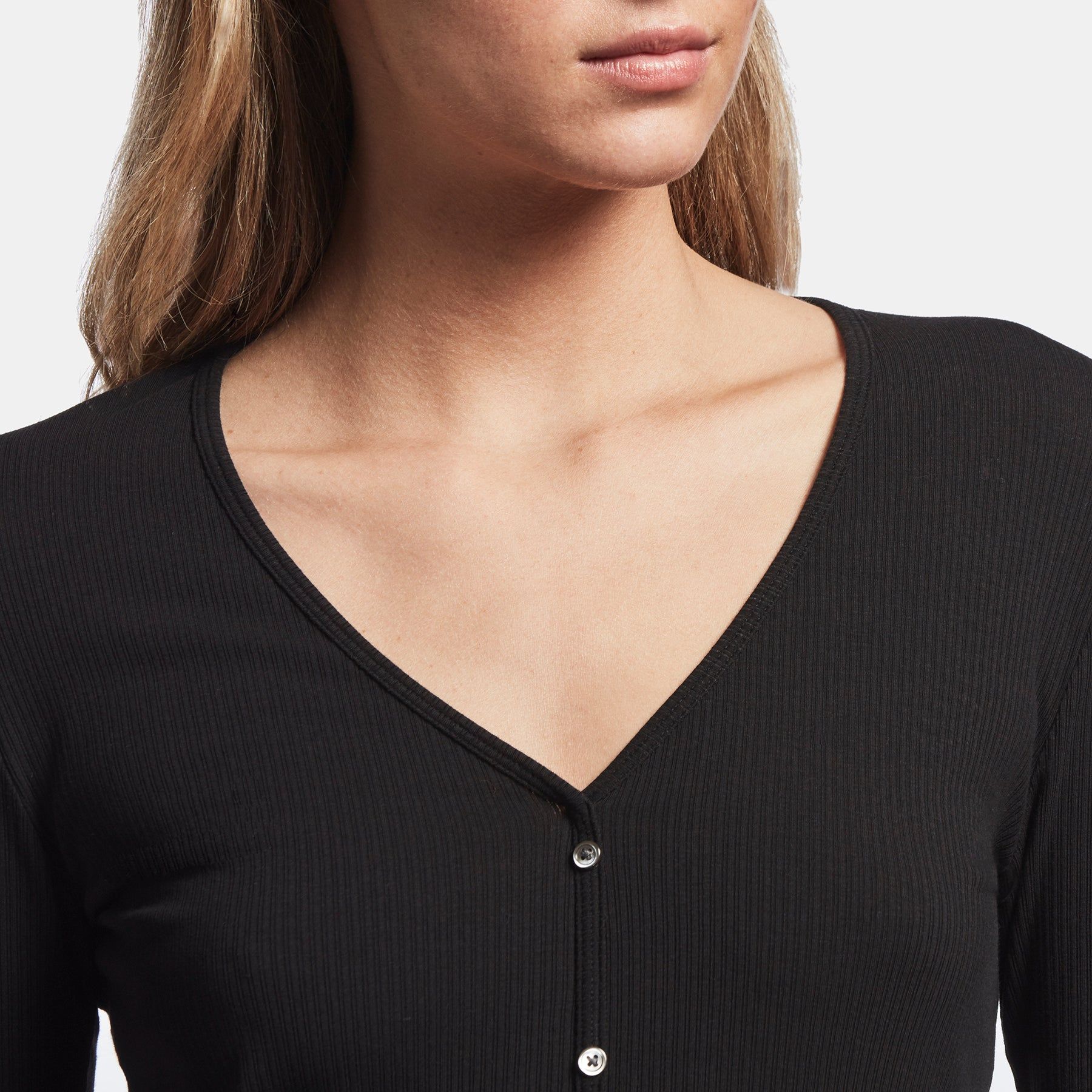 Ribbed Cardigan Top - Black sold by James Perse product image thumbnail 5
