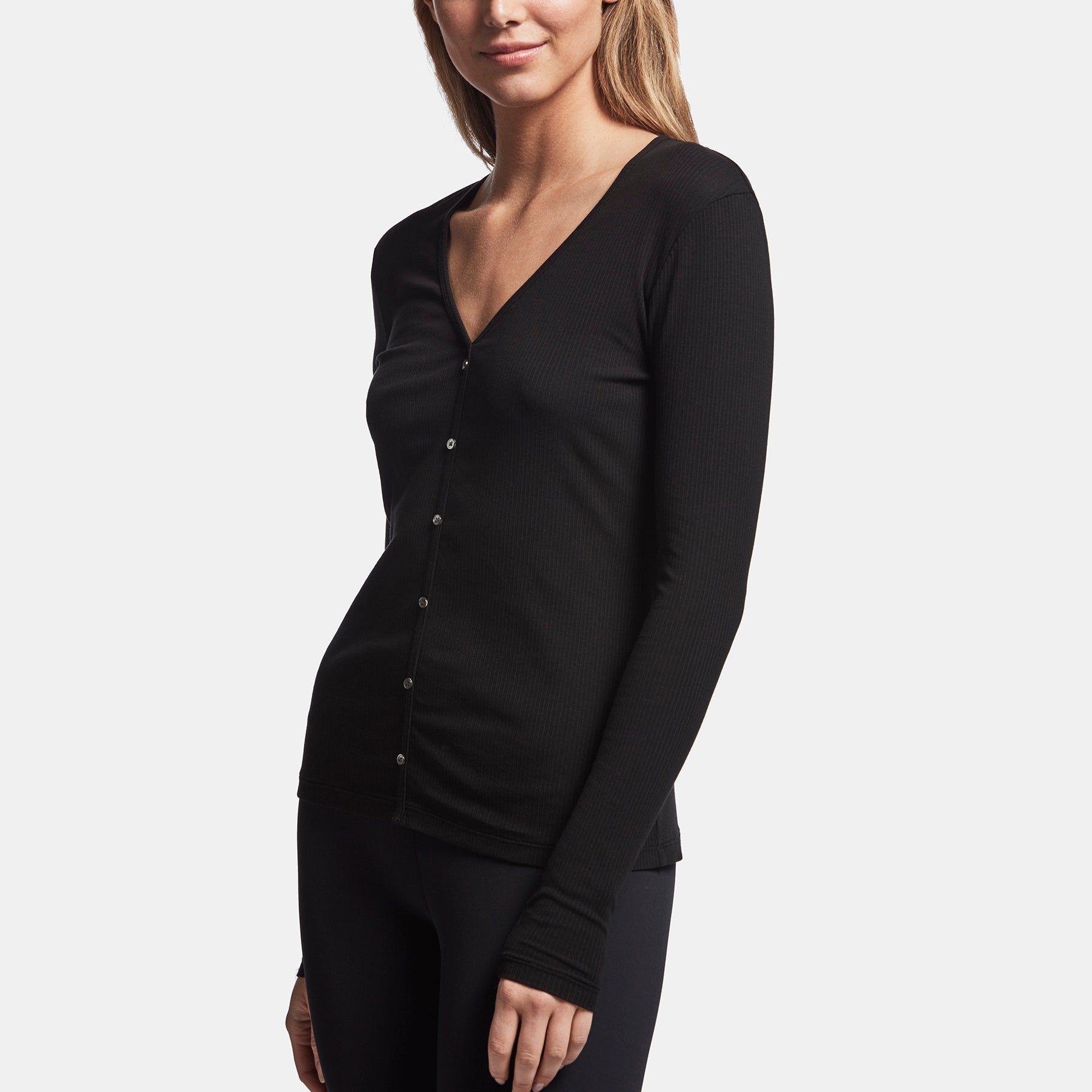 Ribbed Cardigan Top - Black sold by James Perse product image thumbnail 3