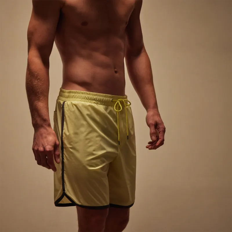 Curved Hem Boardshort - Neon/Carbon made by James Perse