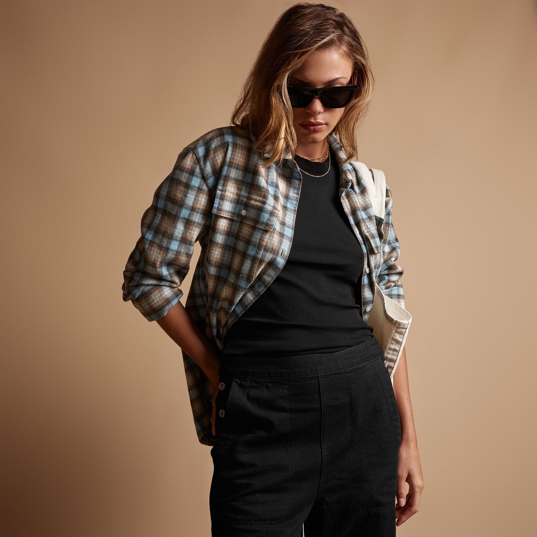 Plaid Flannel Shirt - Baby Blue sold by James Perse product image thumbnail 2