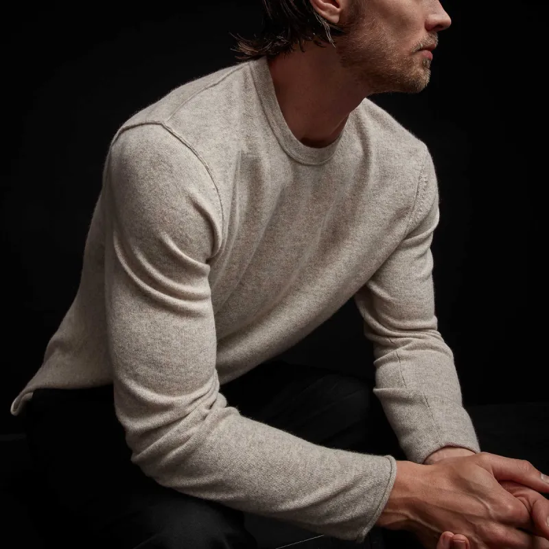 Recycled Cashmere Crew Neck Sweater - Stone sold by James Perse