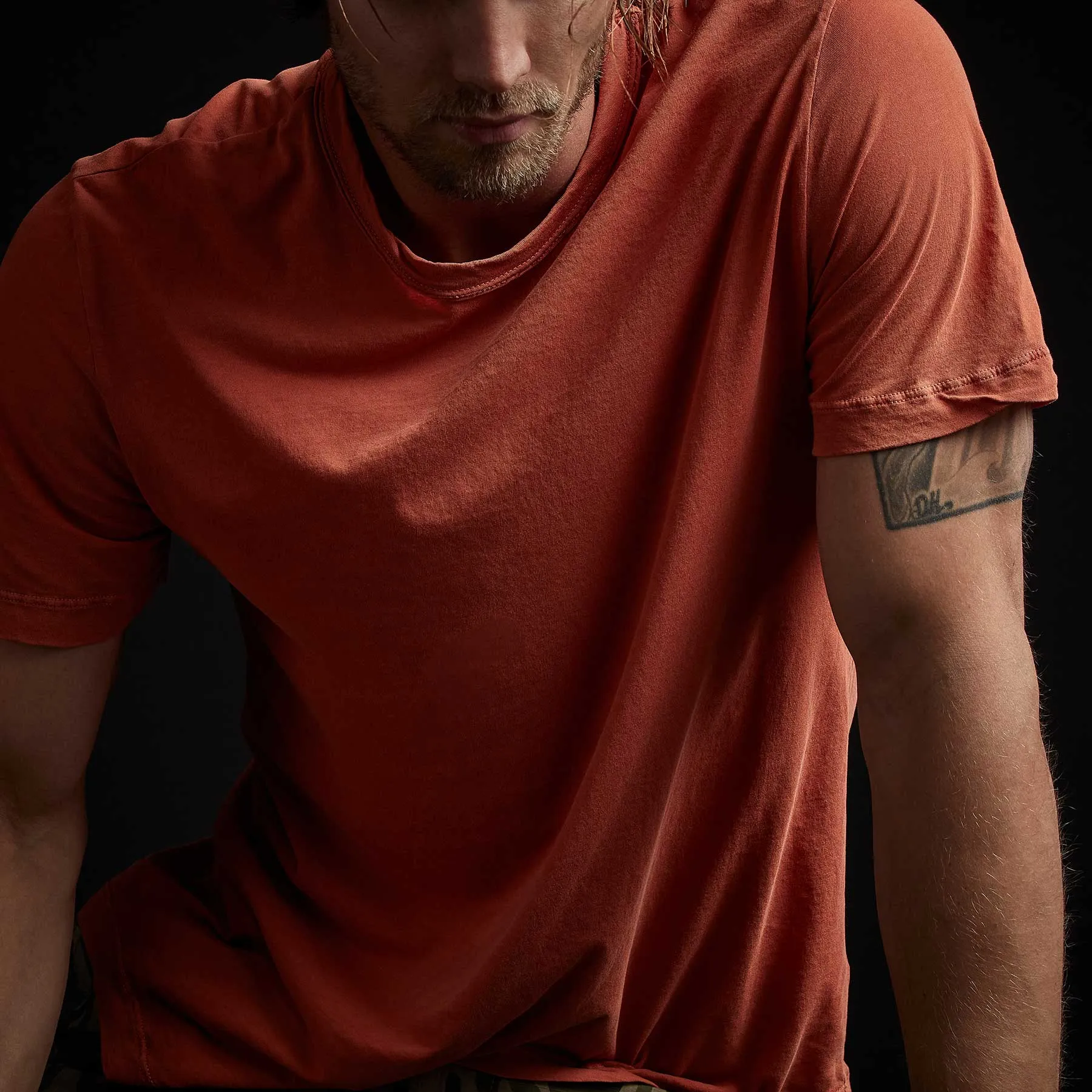 Clear Jersey Crew - Bonfire Pigment sold by James Perse