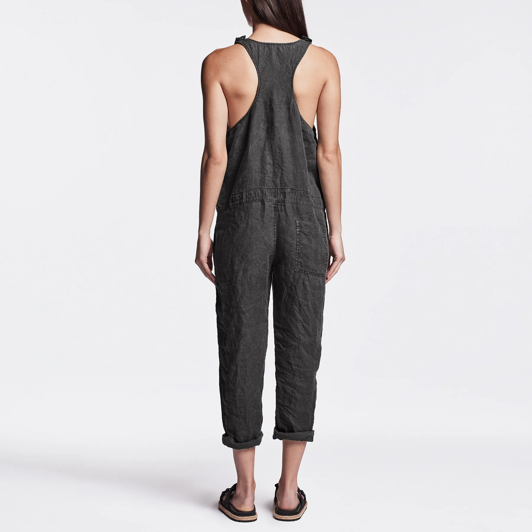 Linen Racerback Romper - Carbon Pigment sold by James Perse product image thumbnail 3