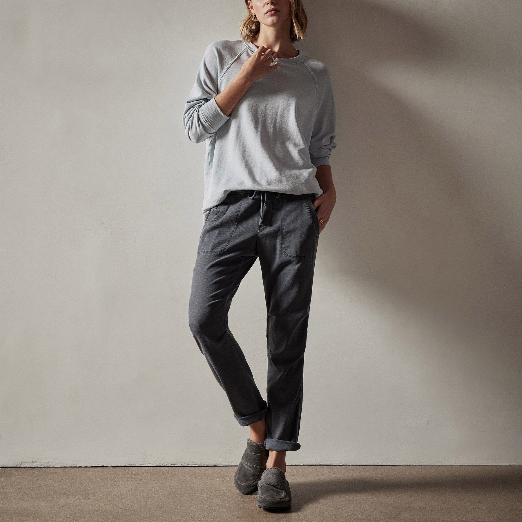 Vintage French Terry Relaxed Sweatshirt - Baby Blue Pigment sold by James Perse