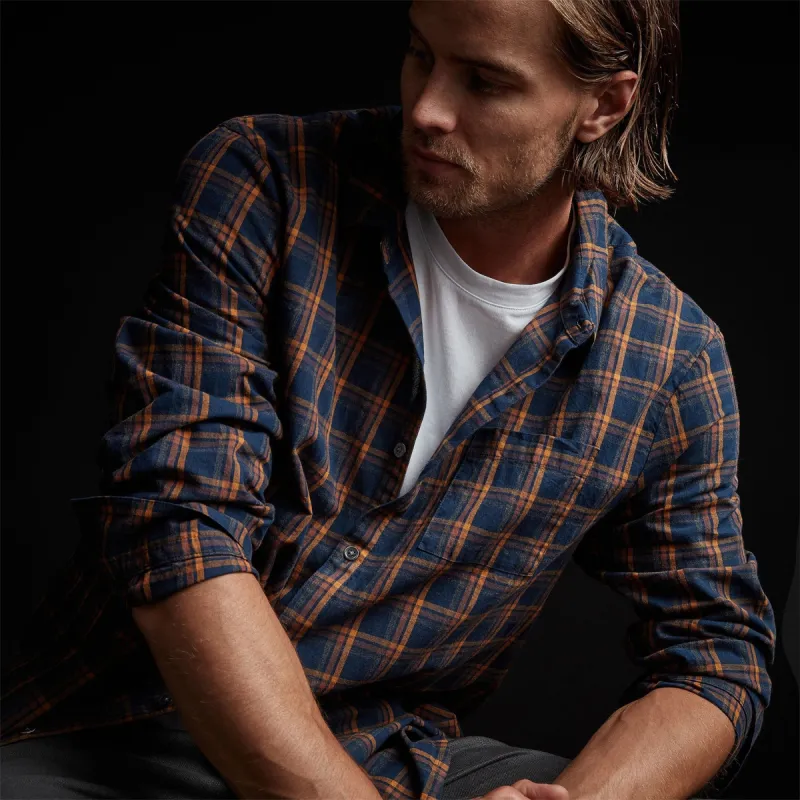 Brushed Cotton Plaid Shirt - Titan/Amber made by James Perse