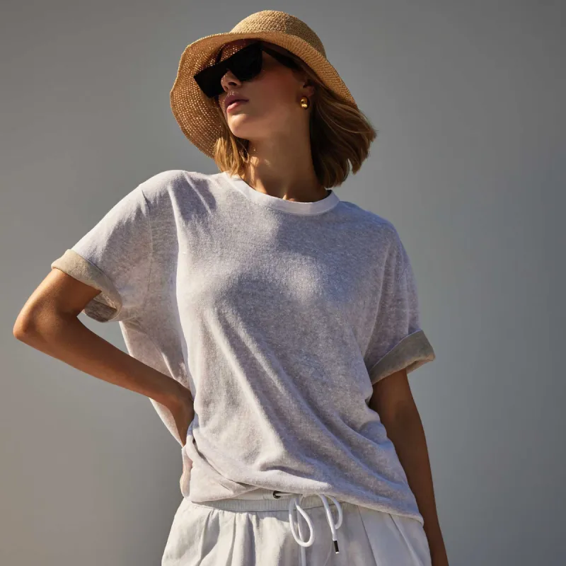 Dunes Linen Crew - White/Natural sold by James Perse