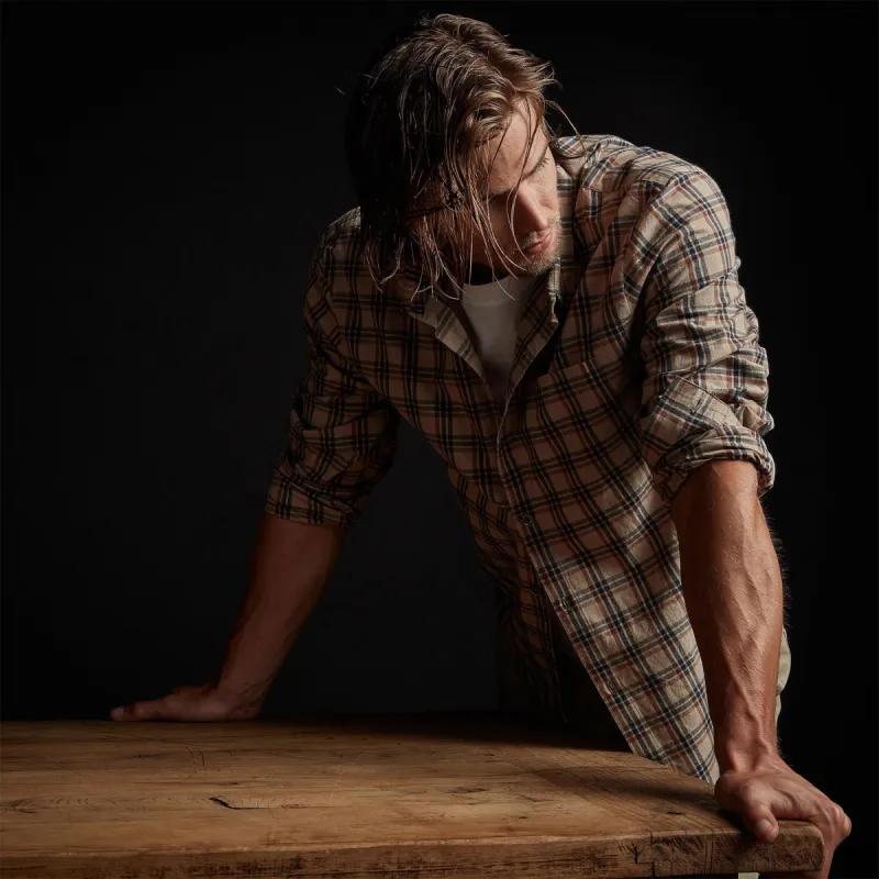 Brushed Cotton Plaid Shirt - Camel/Malt sold by James Perse