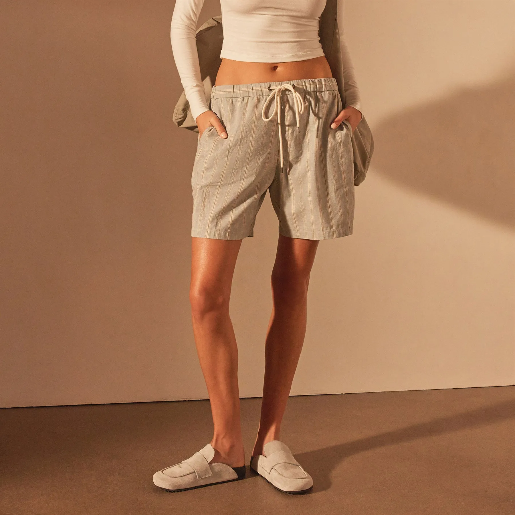 Striped Drawstring Bermuda Short - Light Blue Stripe sold by James Perse product image thumbnail 2