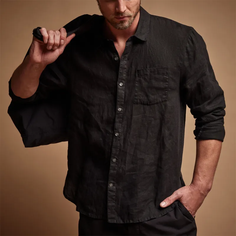 Lightweight Linen Shirt - Black sold by James Perse