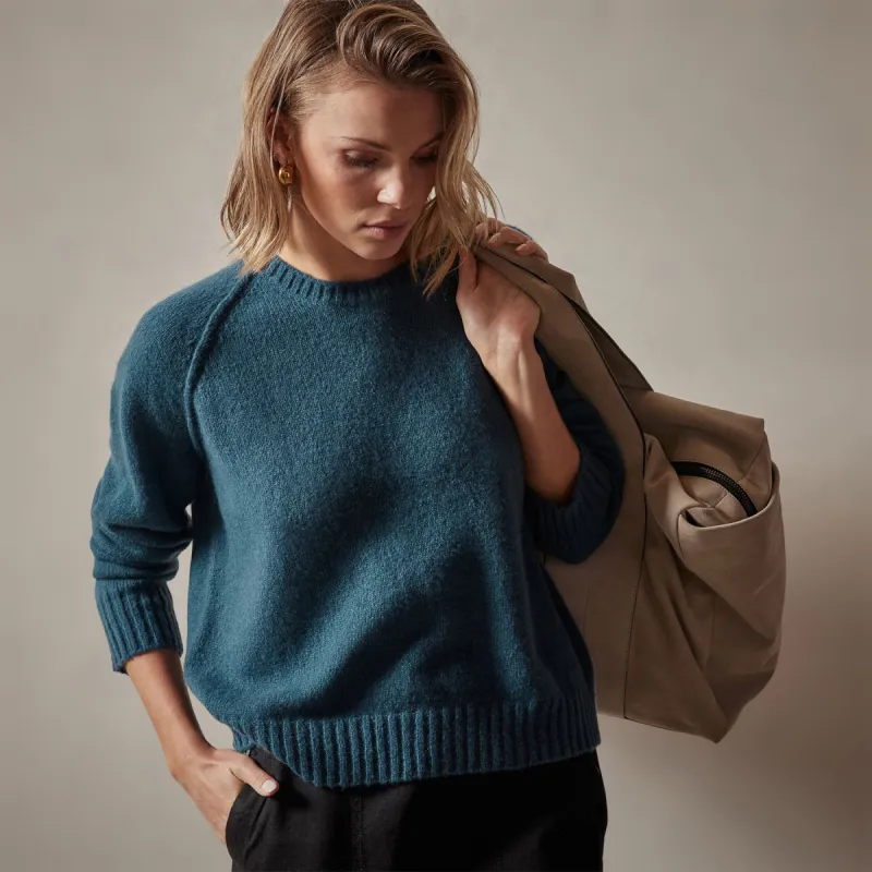 Cashmere Crew Sweater - Teal sold by James Perse