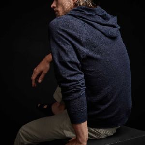 Linen Blend Zip Up Hoodie Sweater - Navy sold by James Perse