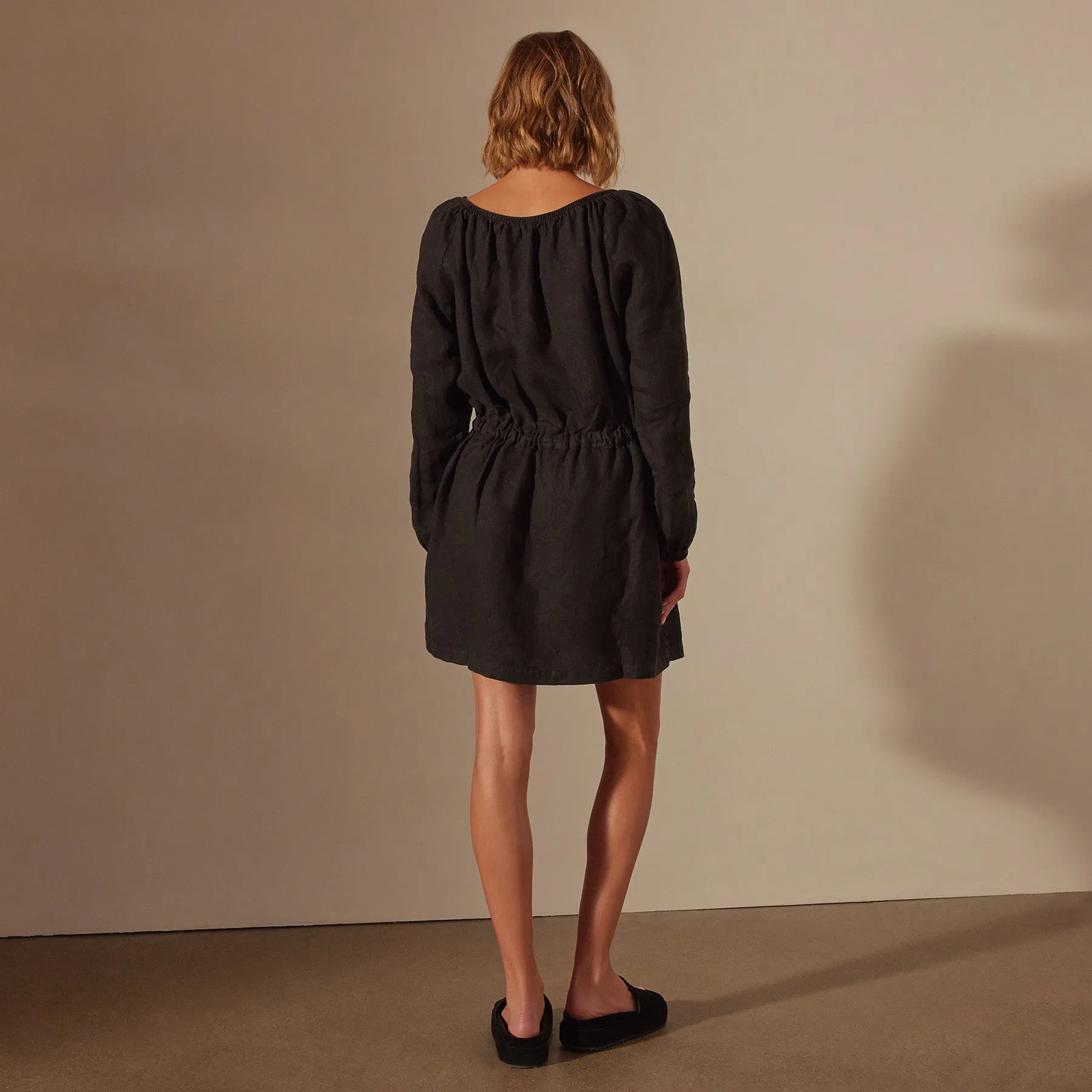 Gathered Linen Dress - Black sold by James Perse product image thumbnail 3