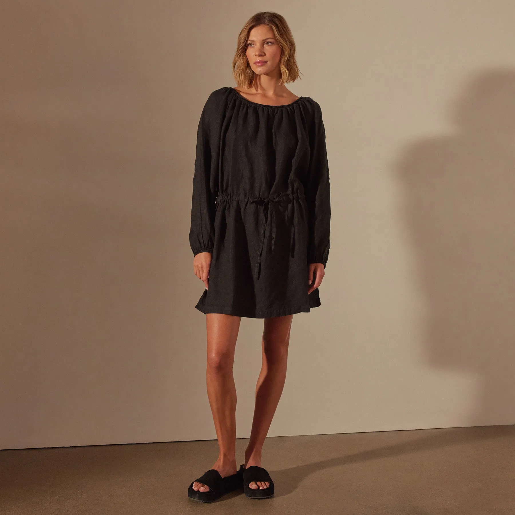Gathered Linen Dress - Black sold by James Perse product image thumbnail 2