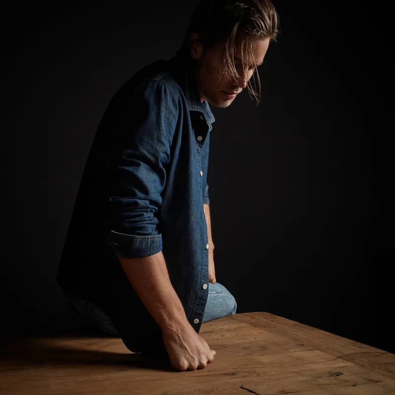 Cotton Denim Shirt - Indigo sold by James Perse