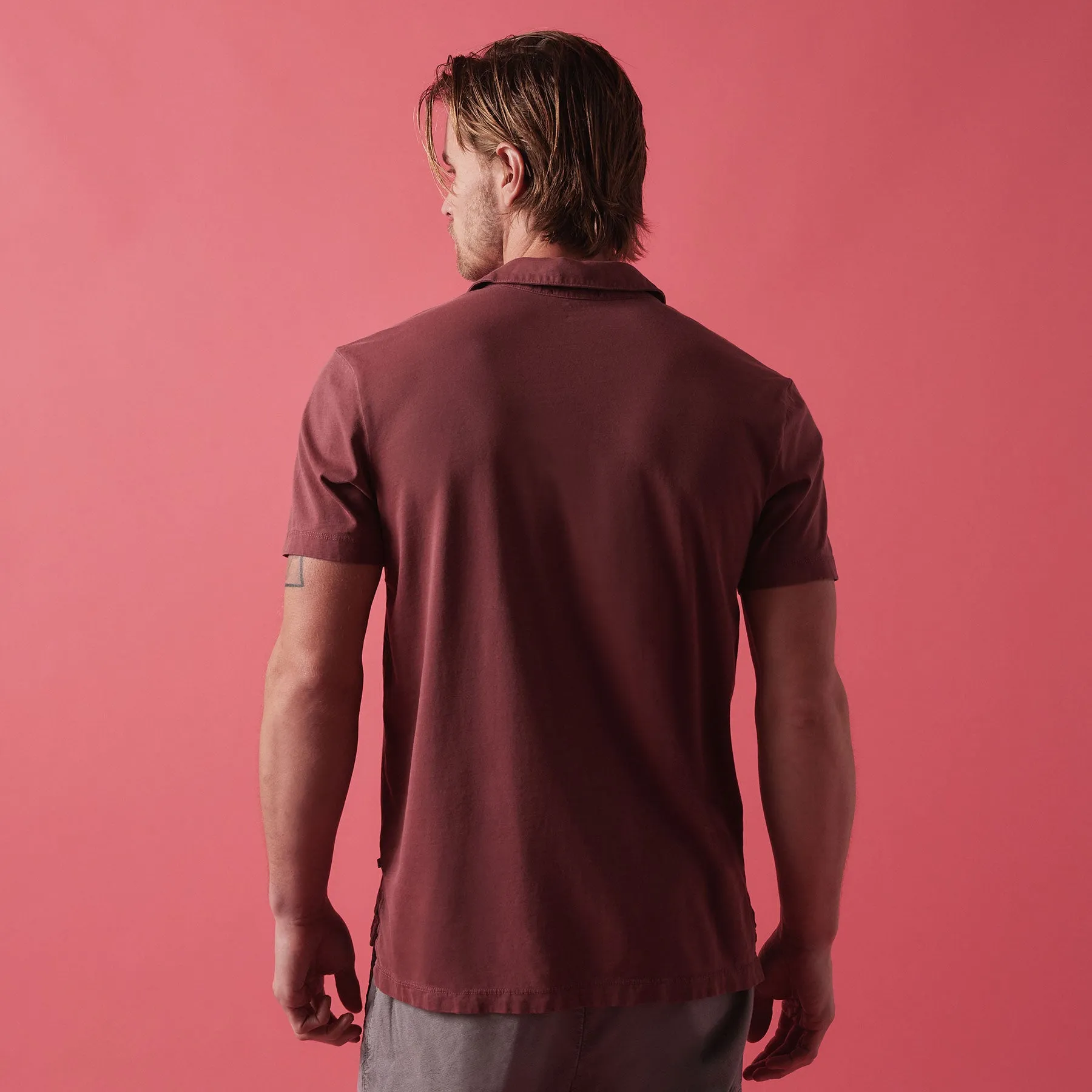 Sueded Jersey Polo - Claret Pigment sold by James Perse product image thumbnail 4