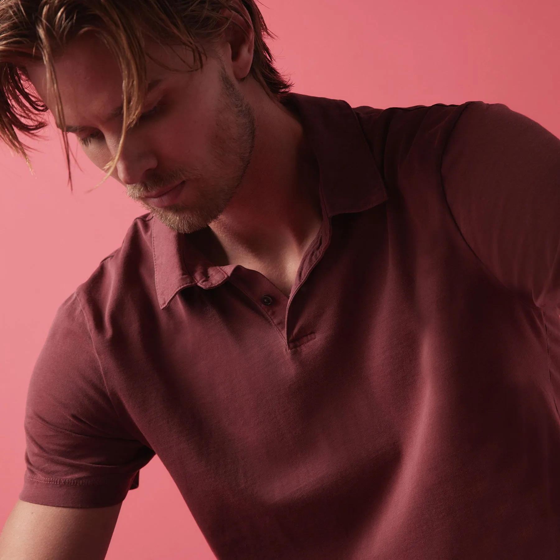 Sueded Jersey Polo - Claret Pigment sold by James Perse product image thumbnail 2