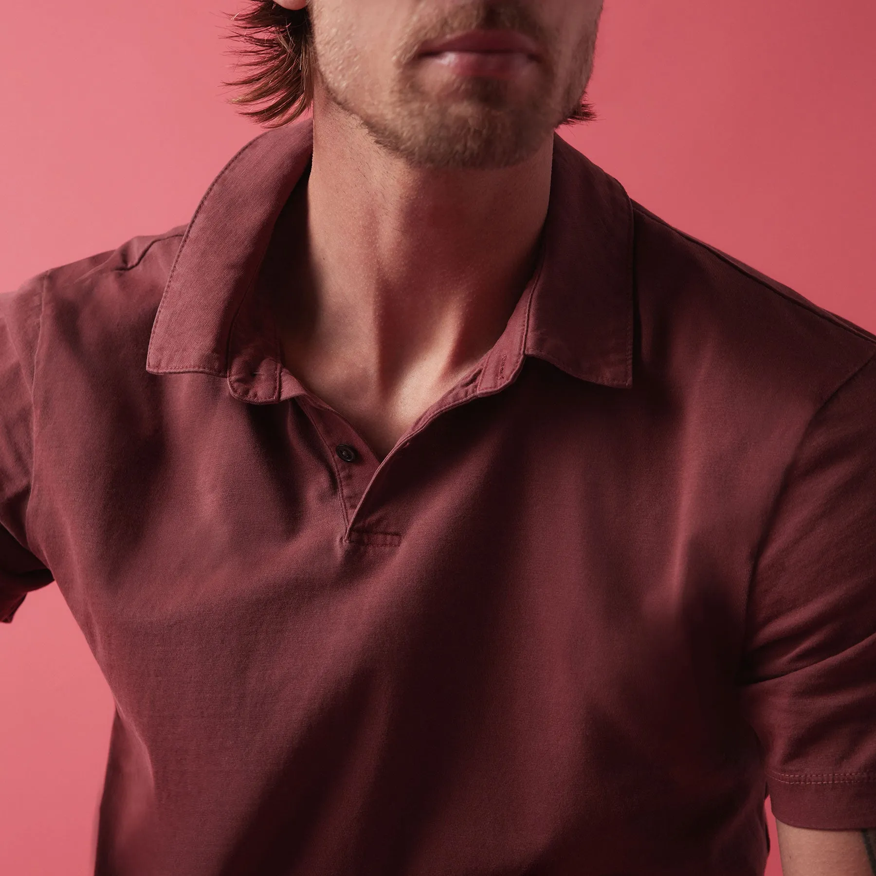 Sueded Jersey Polo - Claret Pigment sold by James Perse product image thumbnail 5