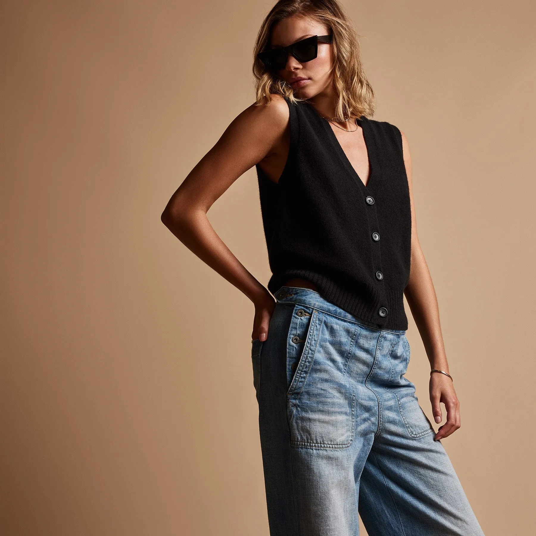 Sunland Cashmere Blend Vest - Black sold by James Perse