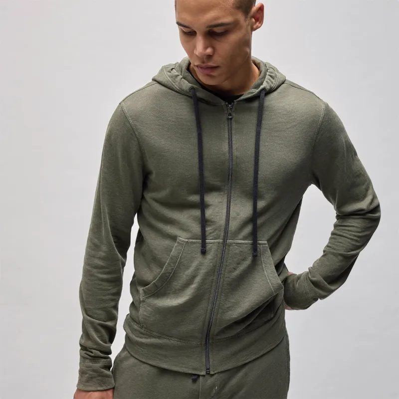 Vintage French Terry Zip Up Hoodie - Trooper Pigment sold by James Perse