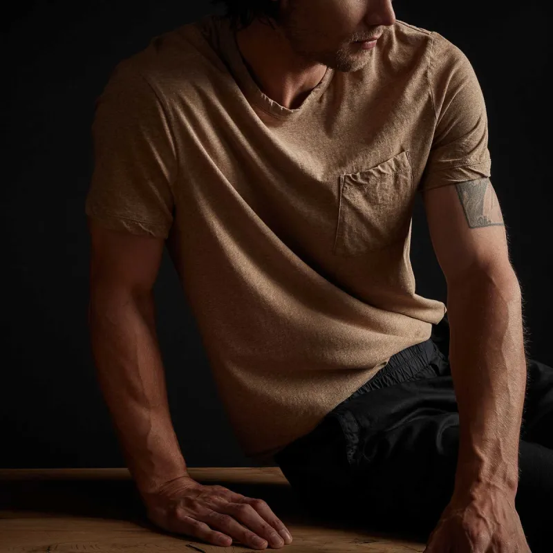 High Twist Recycled Jersey Pocket Tee - Heather Camel made by James Perse