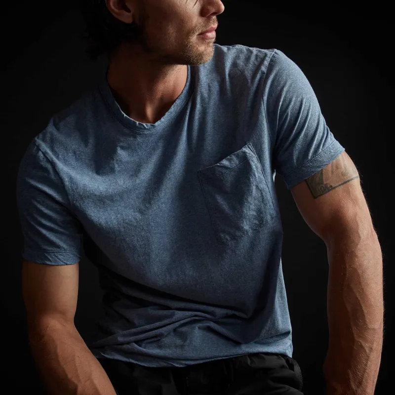 High Twist Recycled Jersey Pocket Tee - Heather Blue made by James Perse
