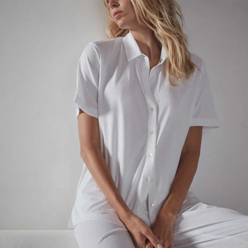 Clean Finish Jersey Camp Shirt - White sold by James Perse