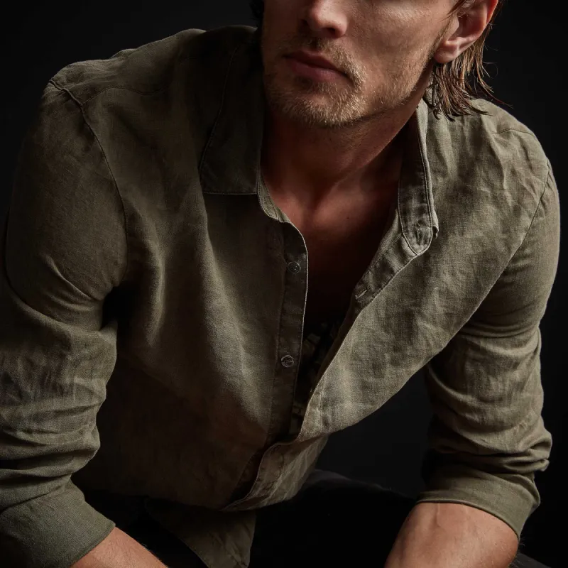 Classic Linen Shirt - Platoon Pigment sold by James Perse