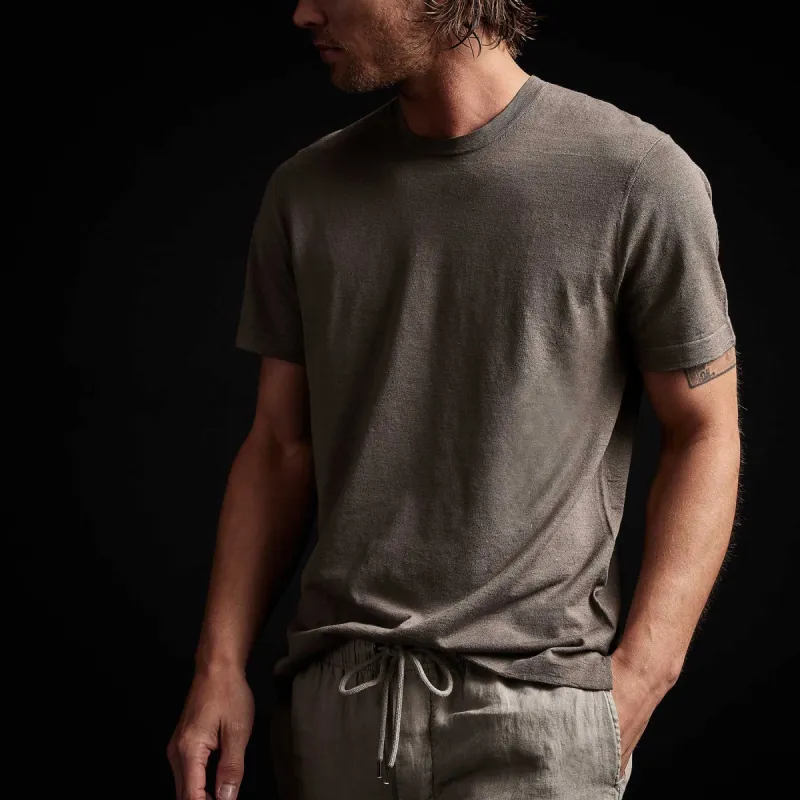 Linen Blend Short Sleeve Crewneck Sweater - River Rock sold by James Perse