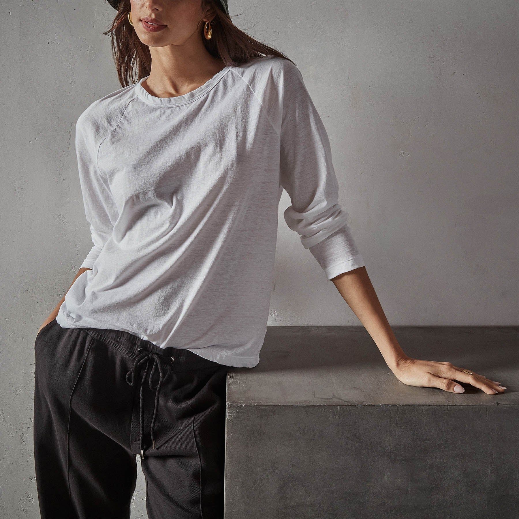 Recycled Jersey Raglan Crew - White sold by James Perse product image thumbnail 2