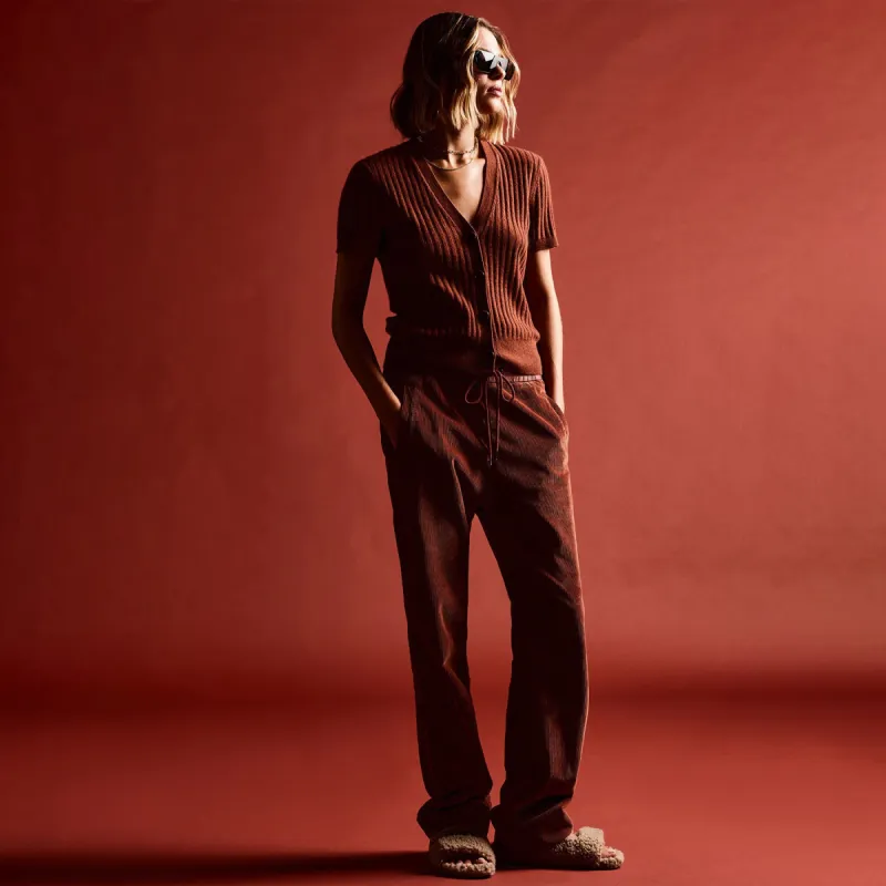 Wide Leg Corduroy Pant - Goji Pigment sold by James Perse