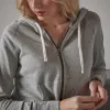 Vintage French Terry Zip Up Hoodie - Heather Grey sold by James Perse
