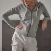Vintage French Terry Zip Up Hoodie - Heather Grey sold by James Perse