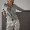 Vintage French Terry Zip Up Hoodie - Heather Grey sold by James Perse