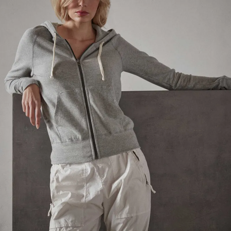 Vintage French Terry Zip Up Hoodie - Heather Grey sold by James Perse