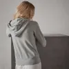 Vintage French Terry Zip Up Hoodie - Heather Grey sold by James Perse