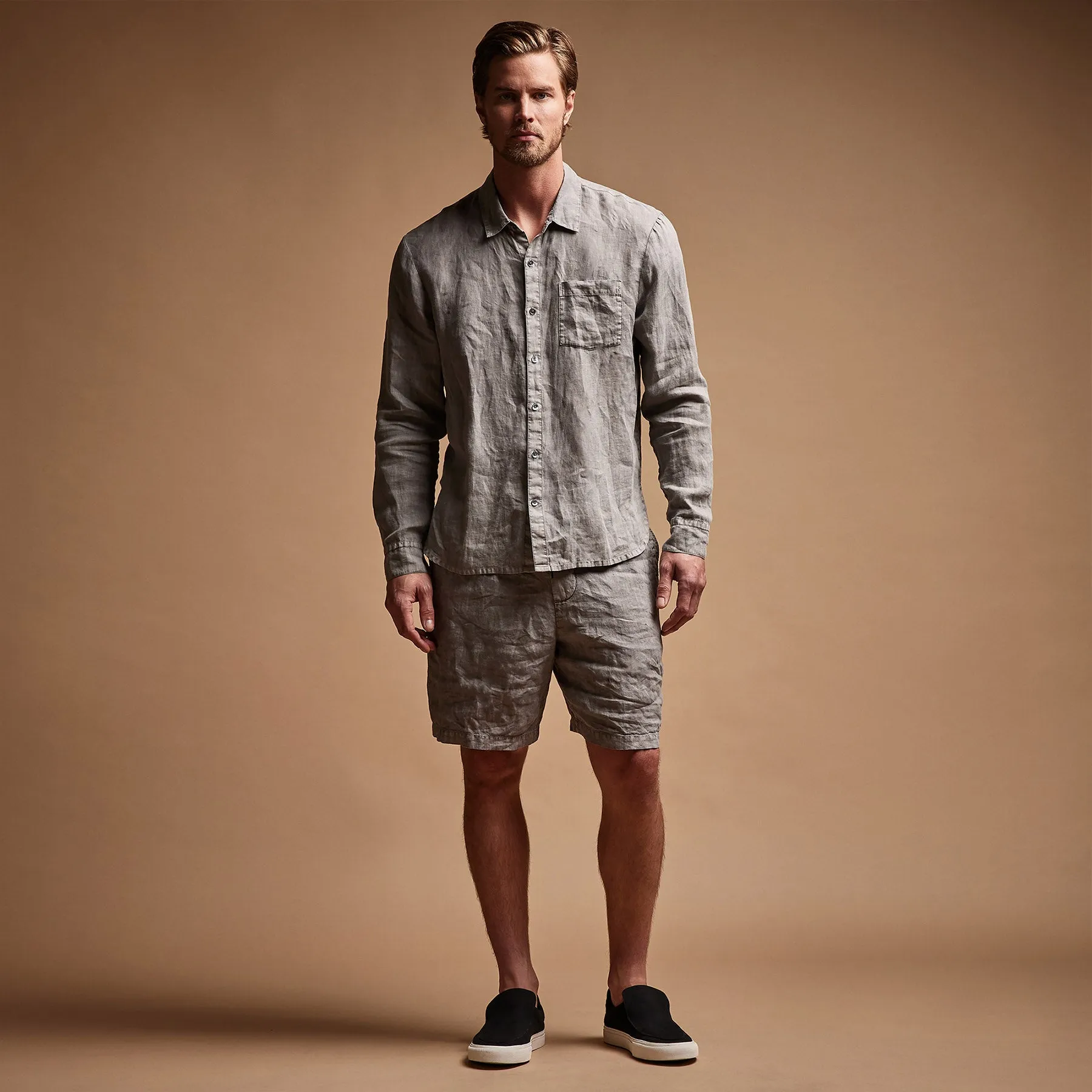 Lightweight Linen Shirt - Silver Grey Pigment sold by James Perse product image thumbnail 3