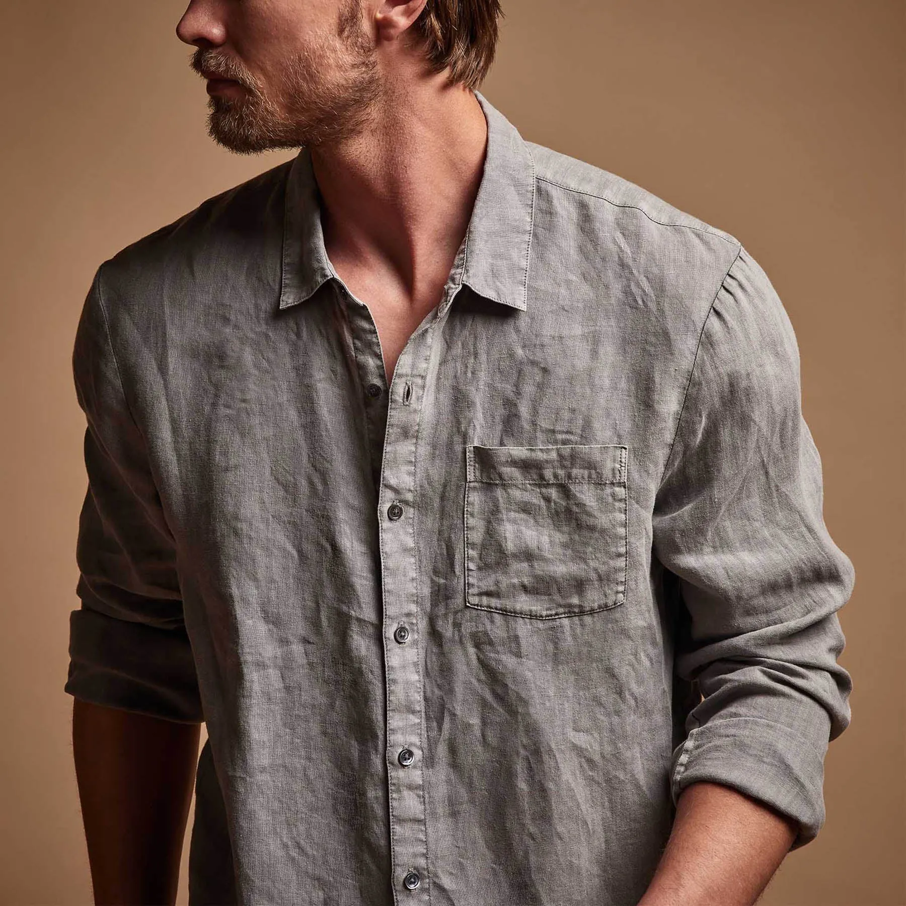 Lightweight Linen Shirt - Silver Grey Pigment sold by James Perse product image thumbnail 2