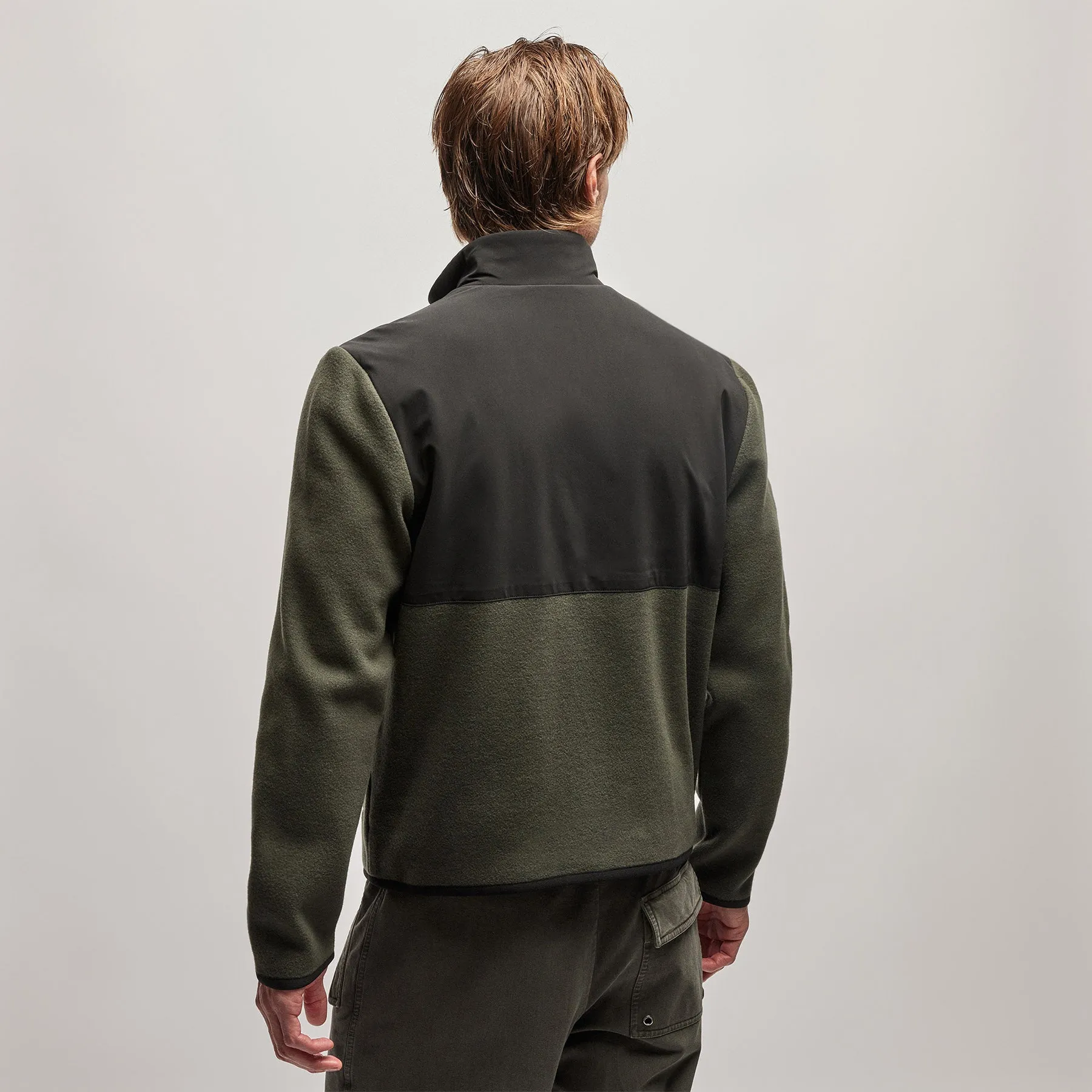 Wool Jersey Mixed Media Jacket - Dark Olive/Black sold by James Perse product image thumbnail 4