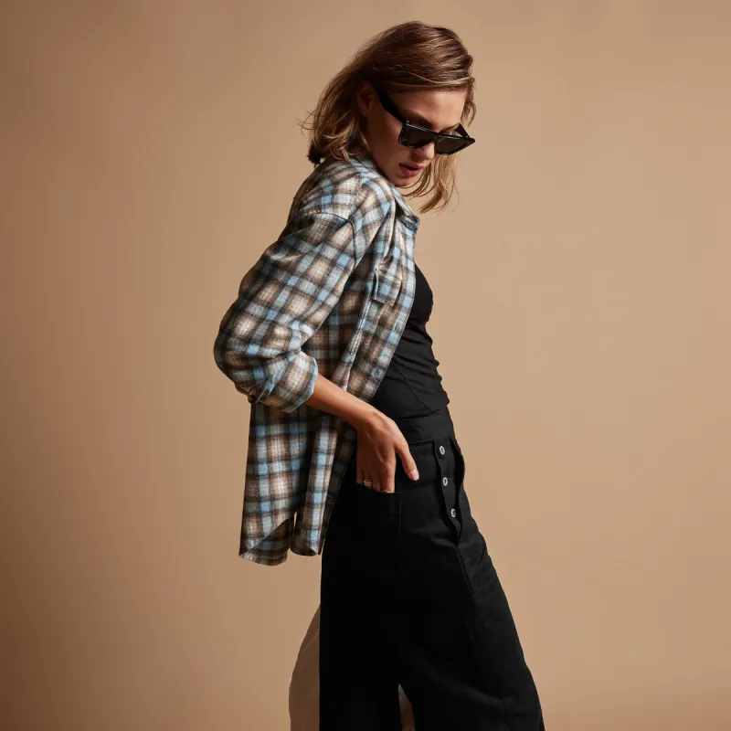 Plaid Flannel Shirt - Baby Blue sold by James Perse