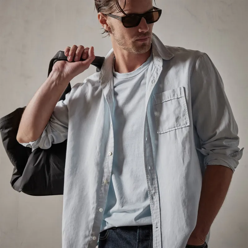Sierra Cotton Linen Shirt - Baby Blue Pigment sold by James Perse