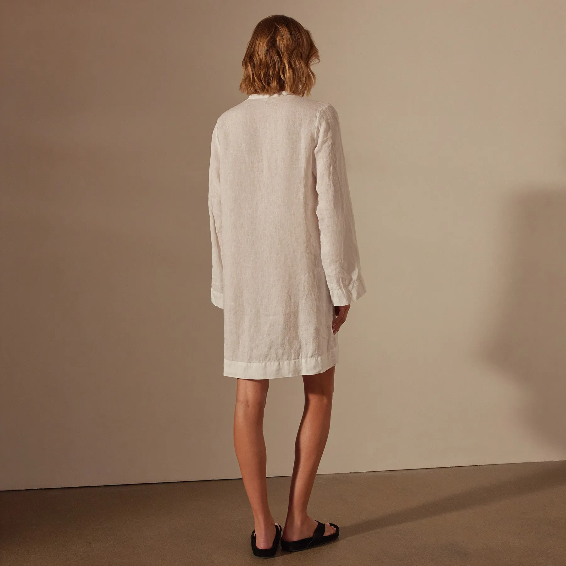 Linen Pin Tuck Dress - White sold by James Perse product image thumbnail 4