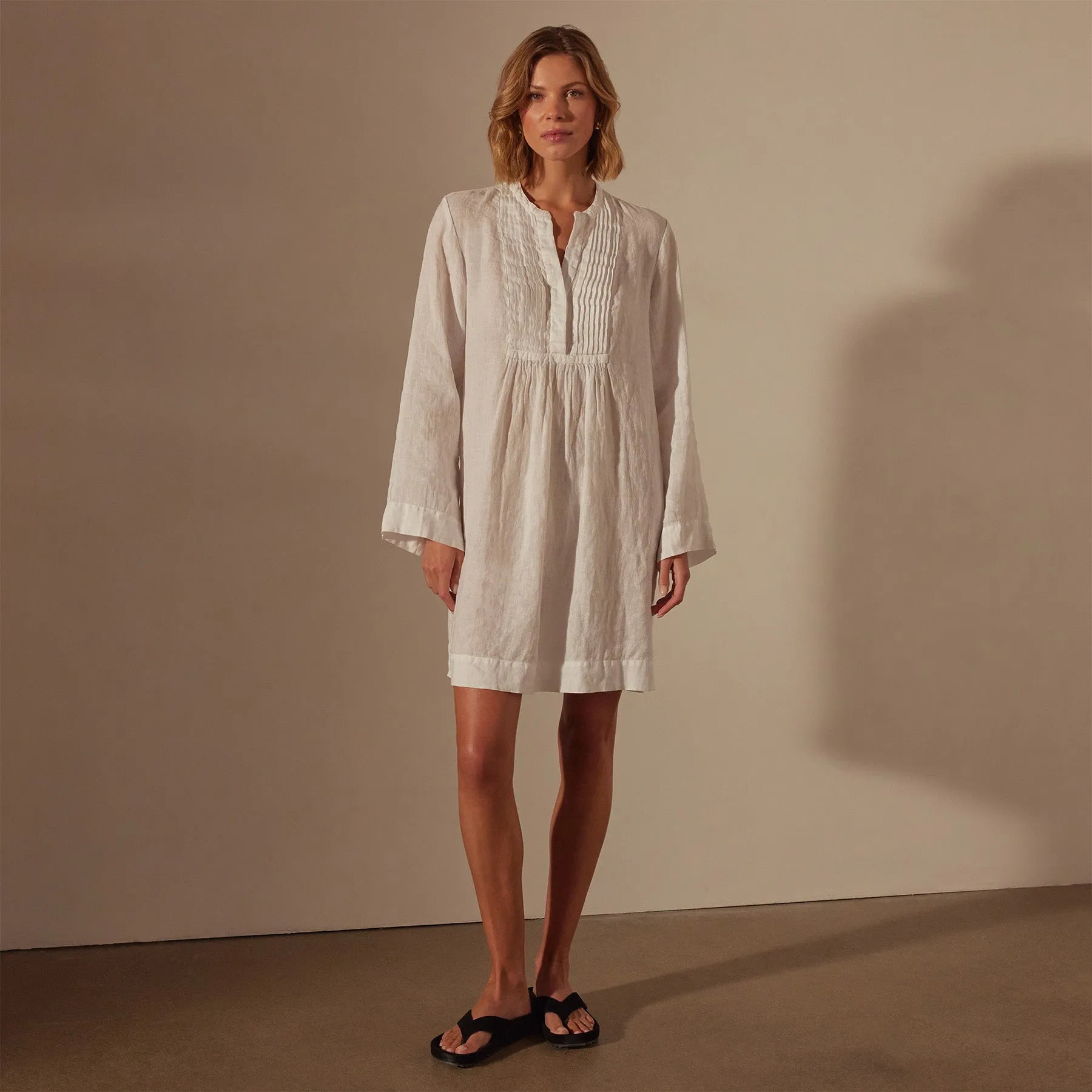 Linen Pin Tuck Dress - White sold by James Perse product image thumbnail 3