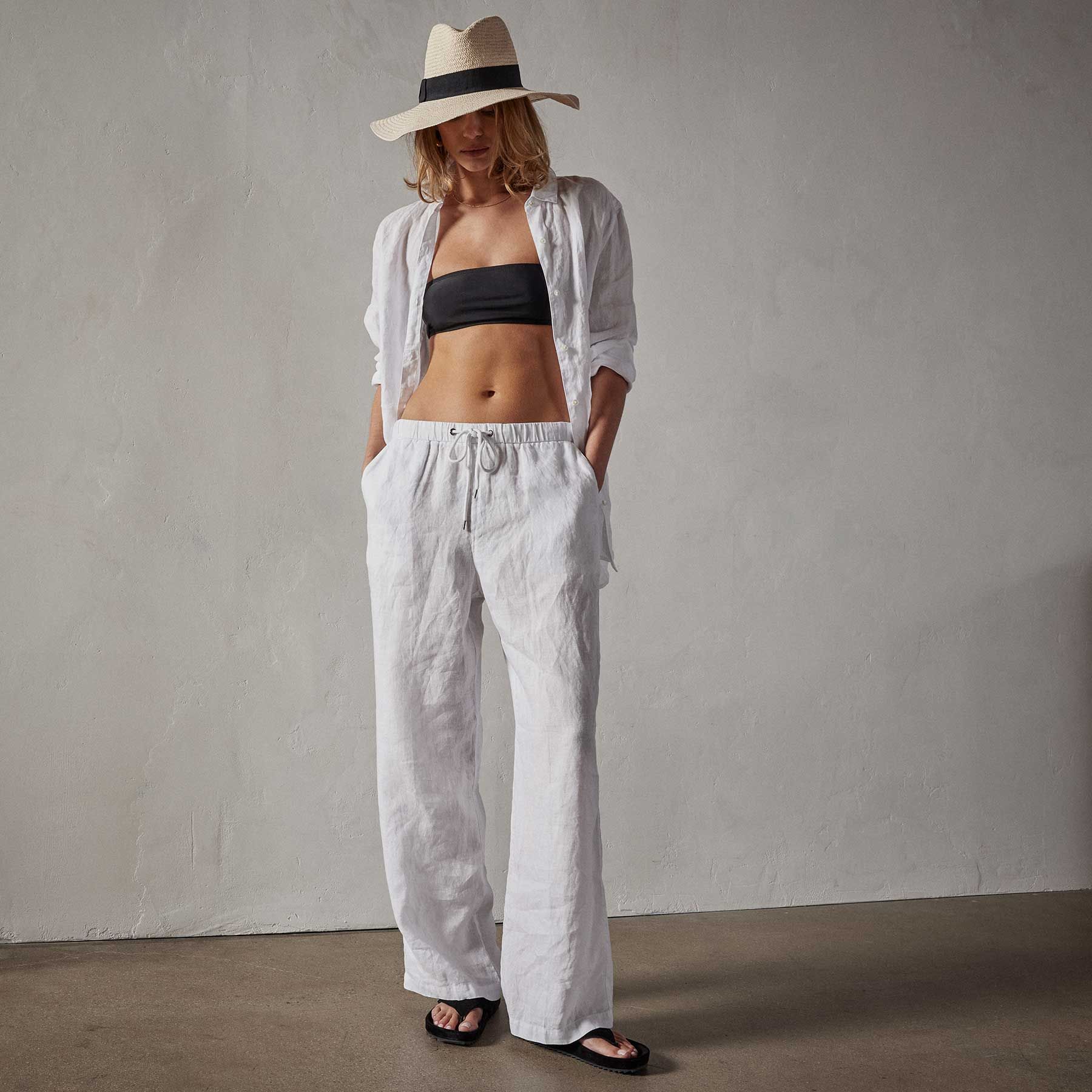 Lightweight Linen Pant - White sold by James Perse